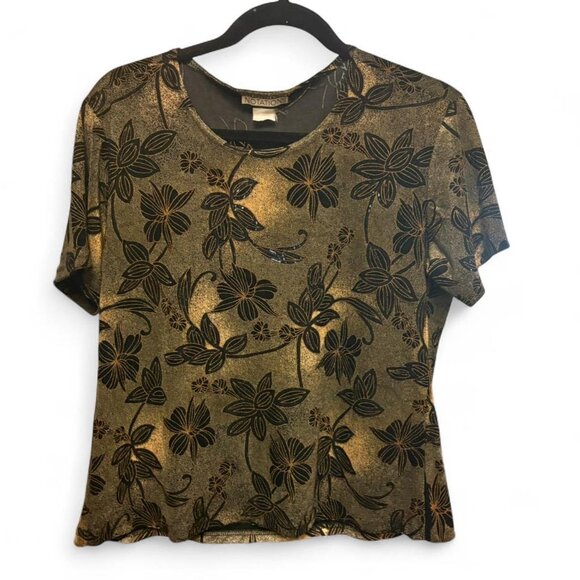 Vintage Notations Metallic Floral Top – Fits M/L - Picture 6 of 7